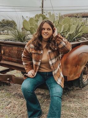 Plaid Shacket Jacket in Brown Plaid